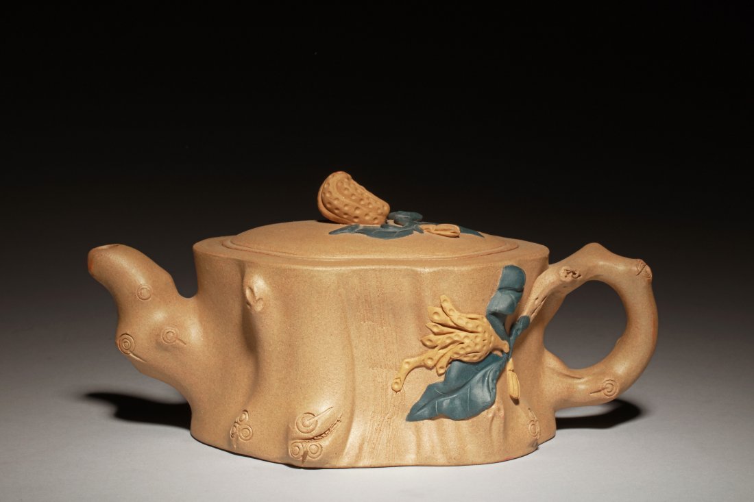 YIXING ZISHA 'TREE TRUNK' TEAPOT (1 of 6)
