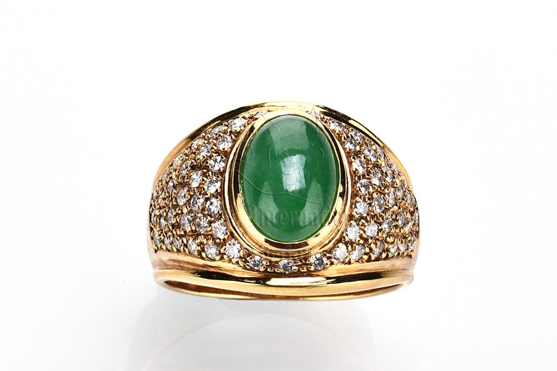 JADEITE AND DIAMOND RING WITH GIA CERTIFICATE (1 of 2)