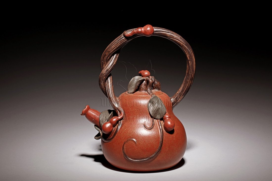 YIXING ZISHA 'DOUBLE GOURD' TEAPOT (1 of 7)