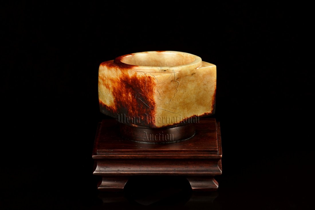 YELLOW-BROWN AND REDDISH-BLACK JADE CONG (1 of 9)