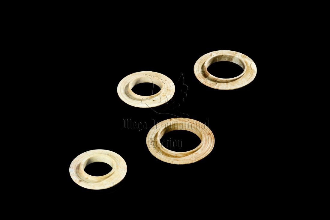 FOUR JADE CARVED DISCS WITH RAISED CENTER (1 of 10)