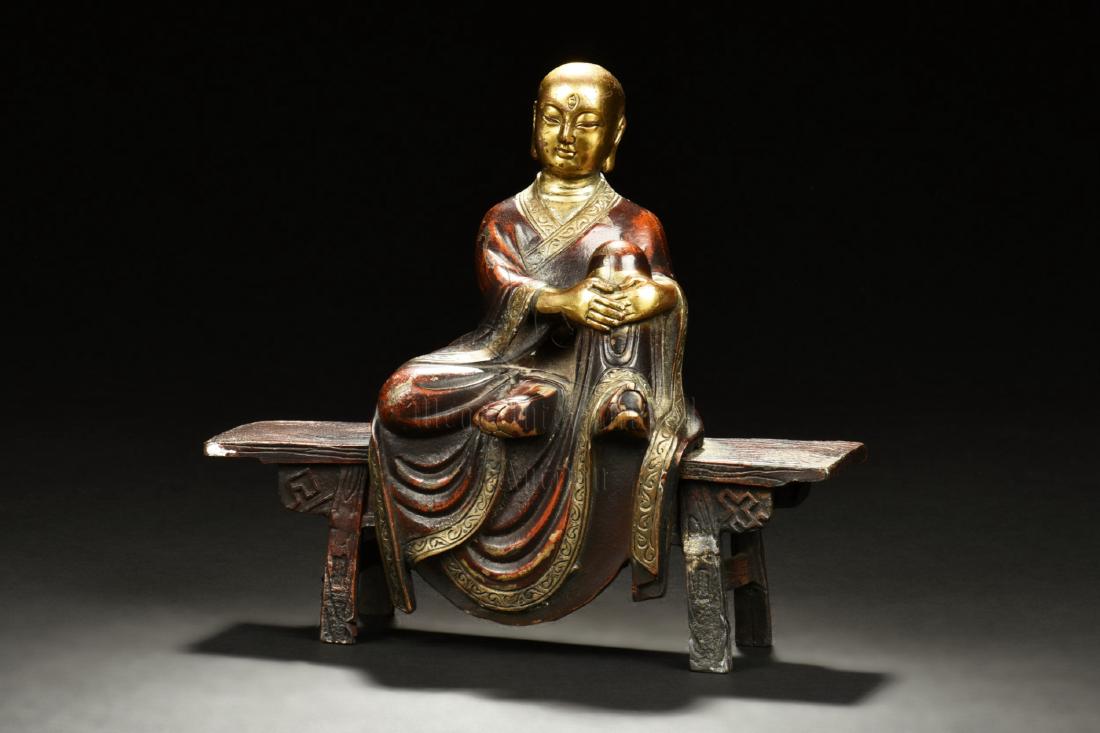 BRONZE CAST SEATED ARHAT (1 of 6)