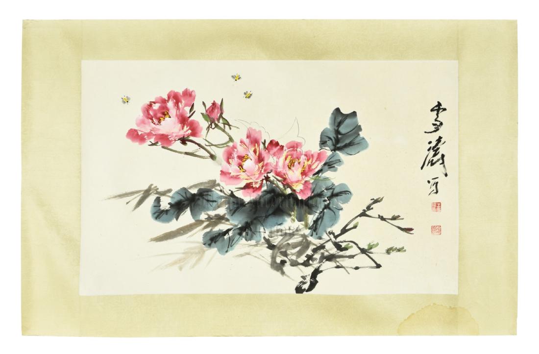 WANG XUETAO: INK AND COLOR ON PAPER PAINTING 'PEONY (1 of 6)
