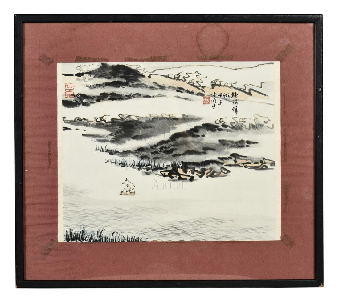 LU YANSHAO: FRAMED INK AND COLOR ON PAPER PAINTING (1 of 6)