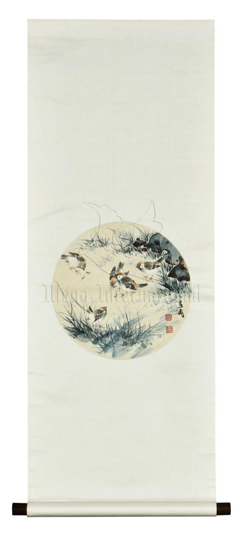 WANG XUETAO: INK AND COLOR ON PAPER PAINTING 'BIRDS' (1 of 8)