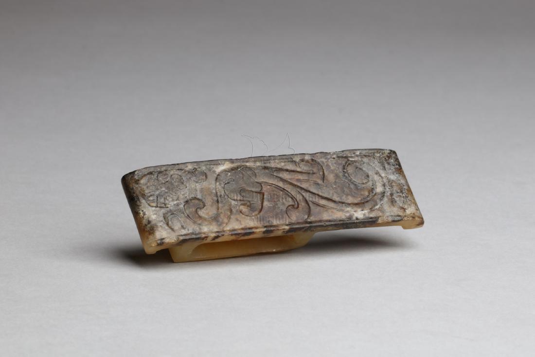 JADE CARVED 'CHILONG' SWORD HOOK, ZHI (1 of 8)