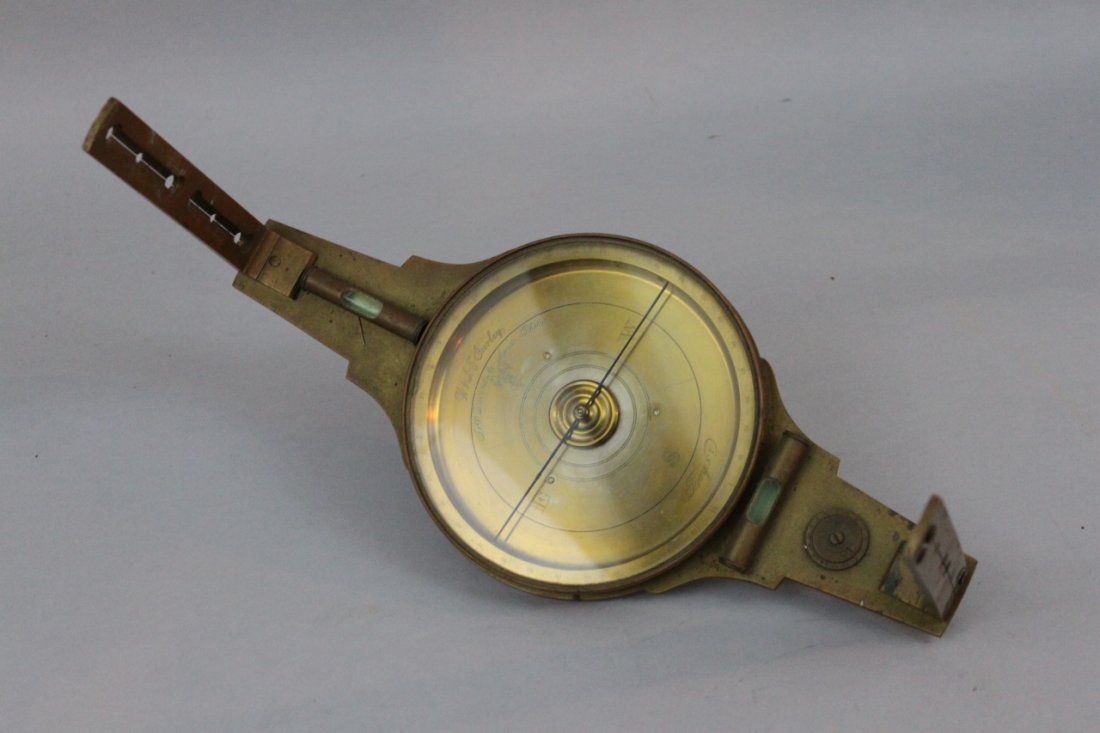 Gurley, Troy, New York, Brass Surveyor's Compass: Gurley, Troy, New York, Brass Surveyor's Compass, late 19th or early 20th century, the dial inscribed "W & L.E. Gurley - Jas. W. Queen & Co, Agents, Phila. - Troy, N.Y."