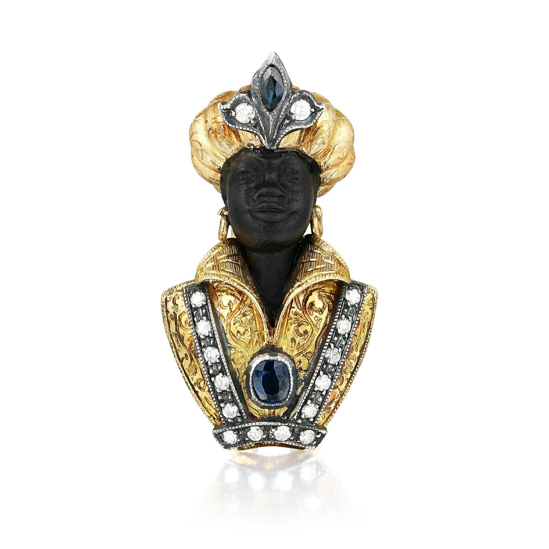 Nardi Diamond and Sapphire "Moretto" Blackamoor Brooch (1 of 4)