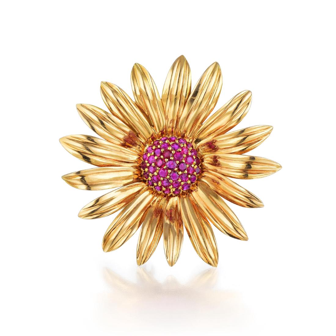 Tiffany & Co. Ruby Daisy Brooch (1 of 3)