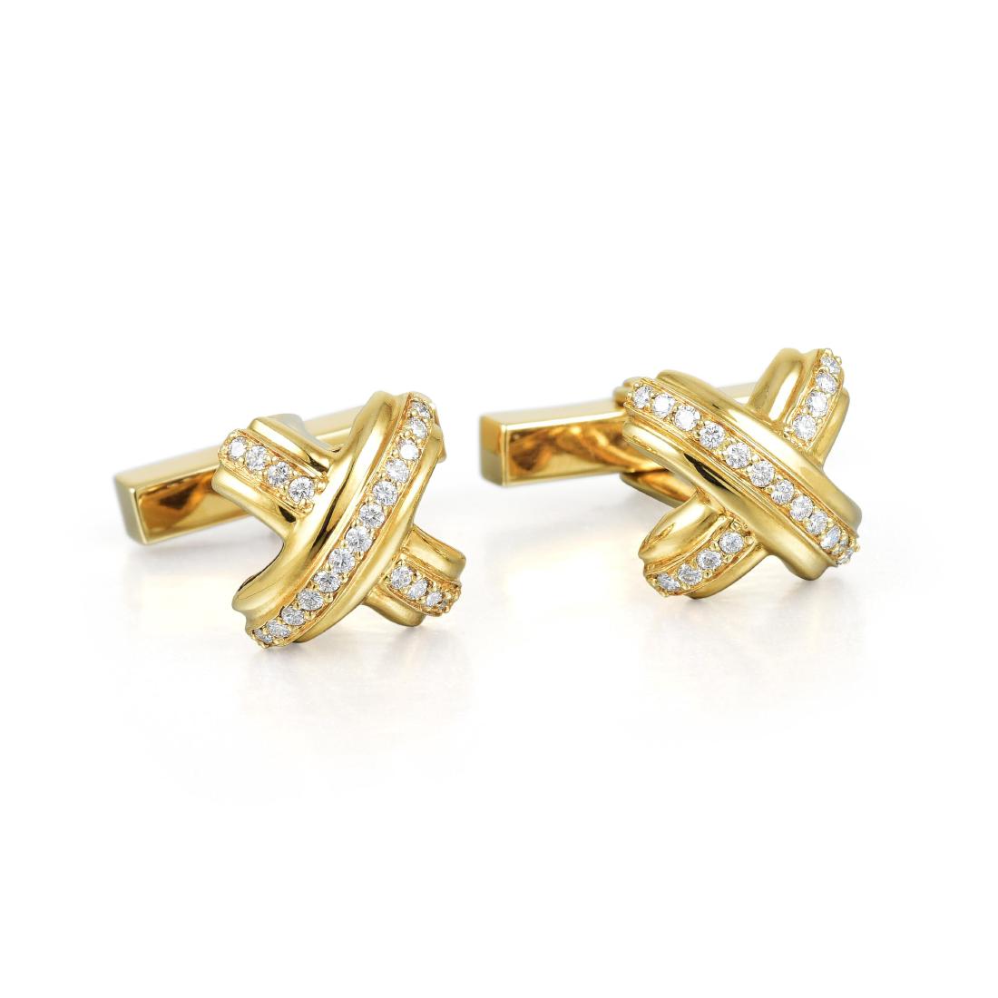 Tiffany & Co. Gold and Diamond "X" Cufflinks (1 of 2)