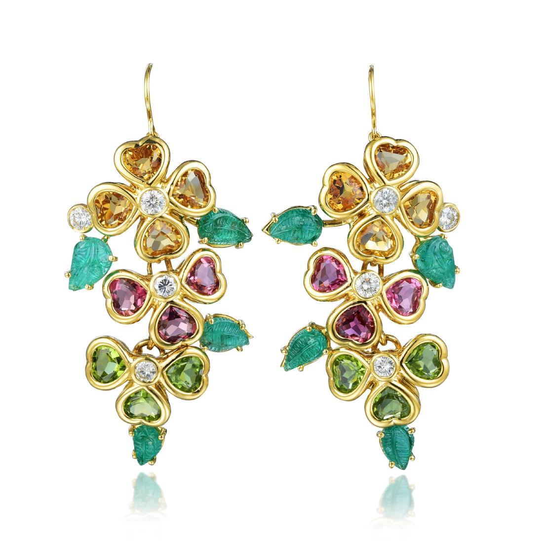 A Pair of Multi-Gem Earrings (1 of 2)