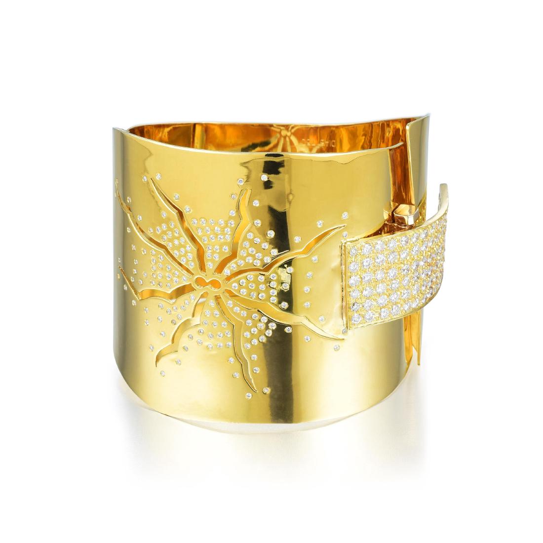 A Gold and Diamond Bangle Cuff (1 of 3)