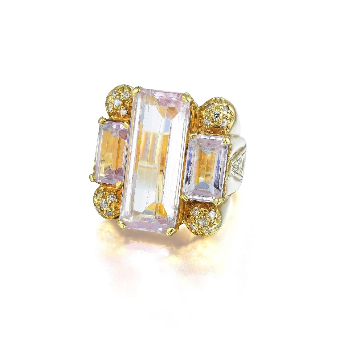 A Kunzite and Diamond Ring (1 of 2)