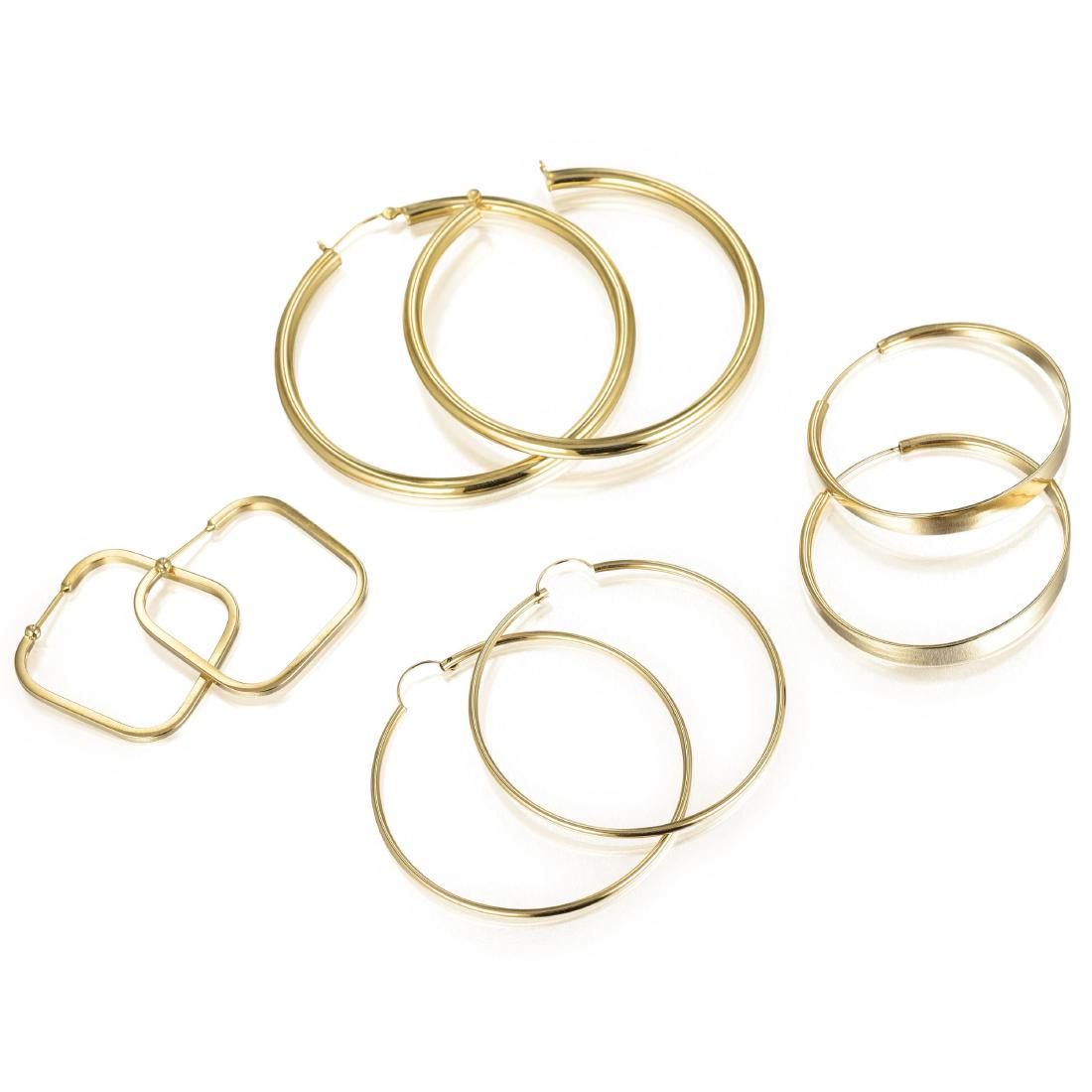 A Lot of Four Pairs of Gold Earrings (1 of 2)