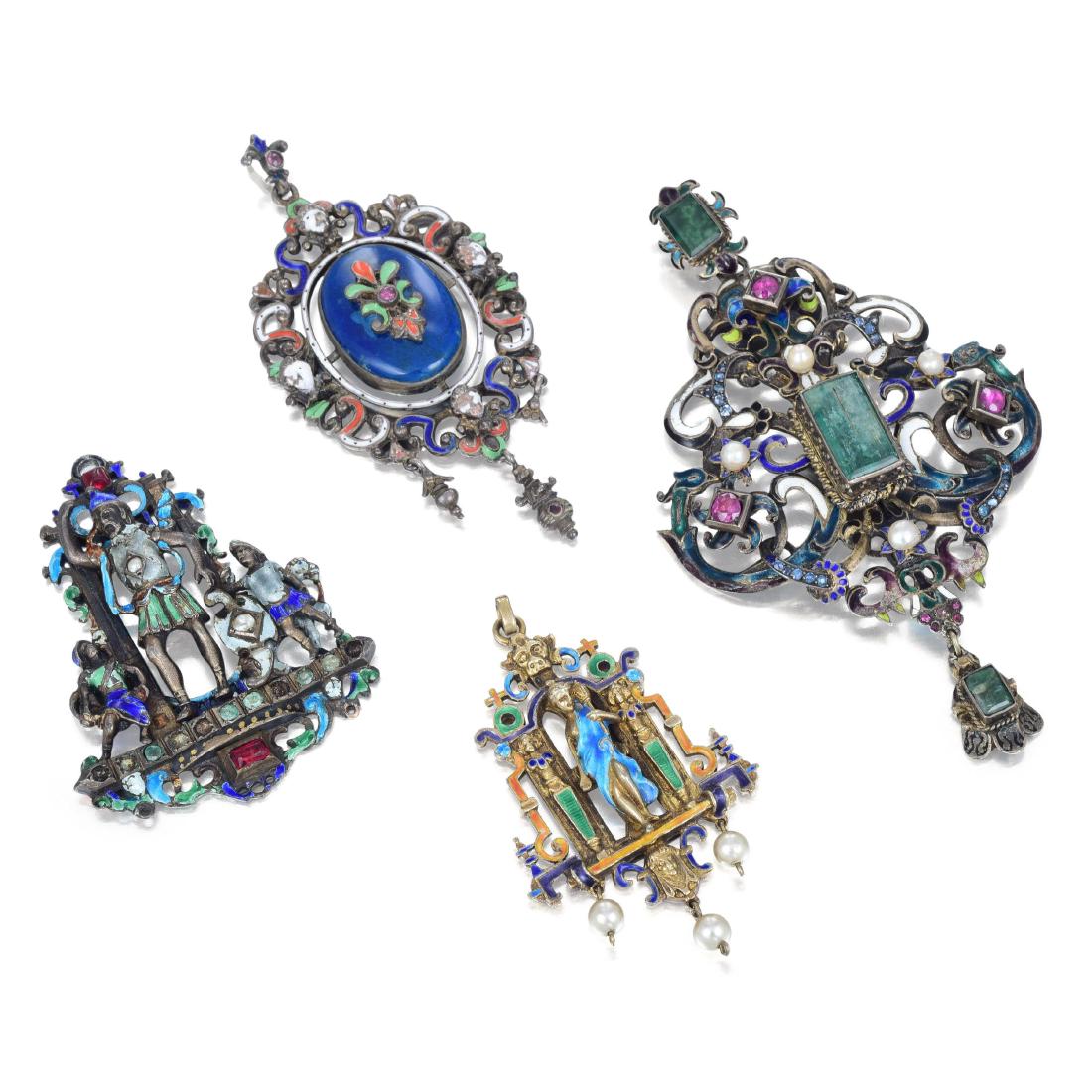 A Lot of Four Enamel Pendants (1 of 2)