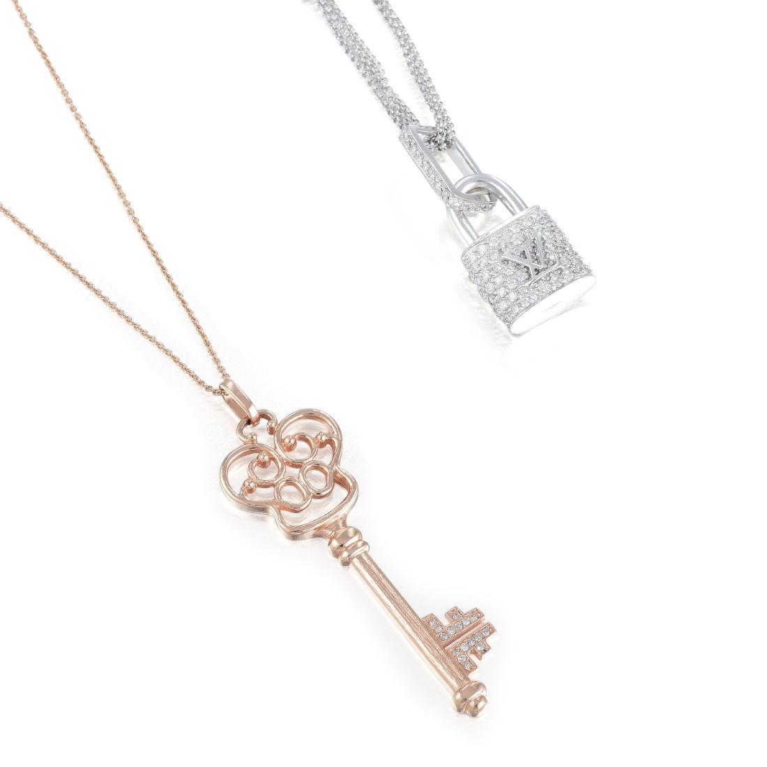 A Lot of 2 Diamond Pendant Necklaces (1 of 3)