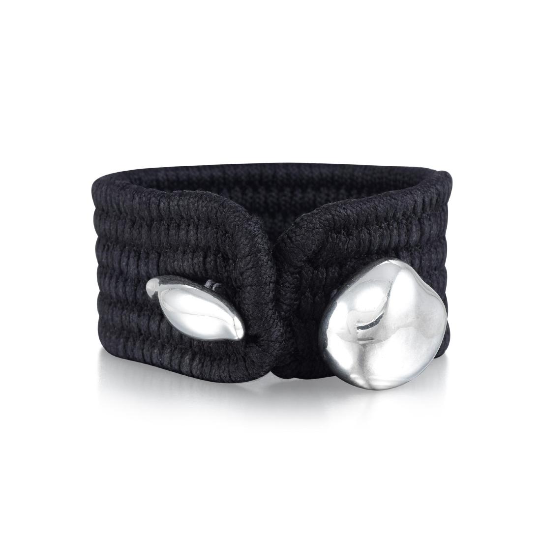 Tiffany & Co. Elsa Peretti Black Strap Silver Cuff (1 of 4)