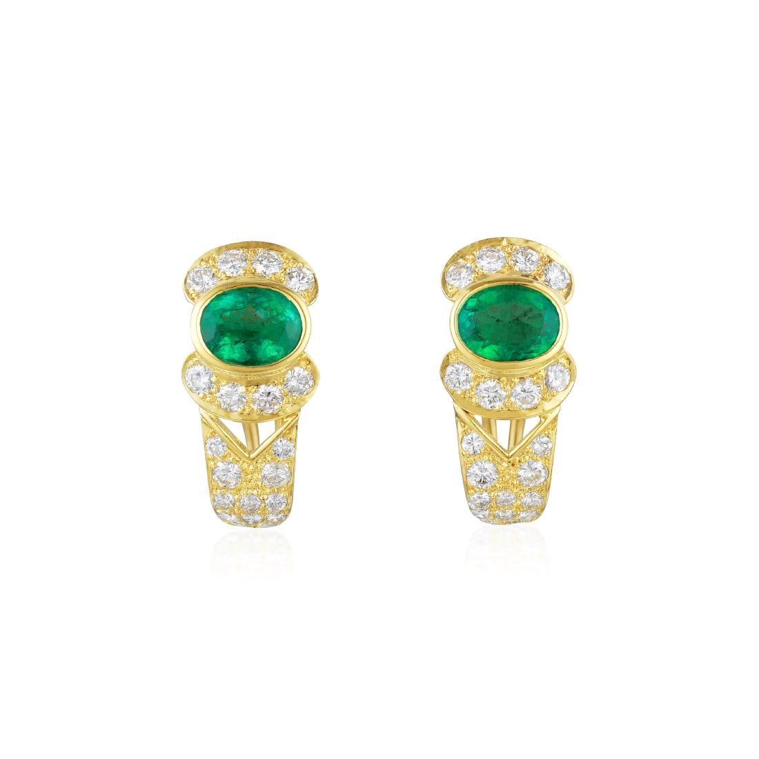 A Pair of Emerald and Diamond Earrings (1 of 2)