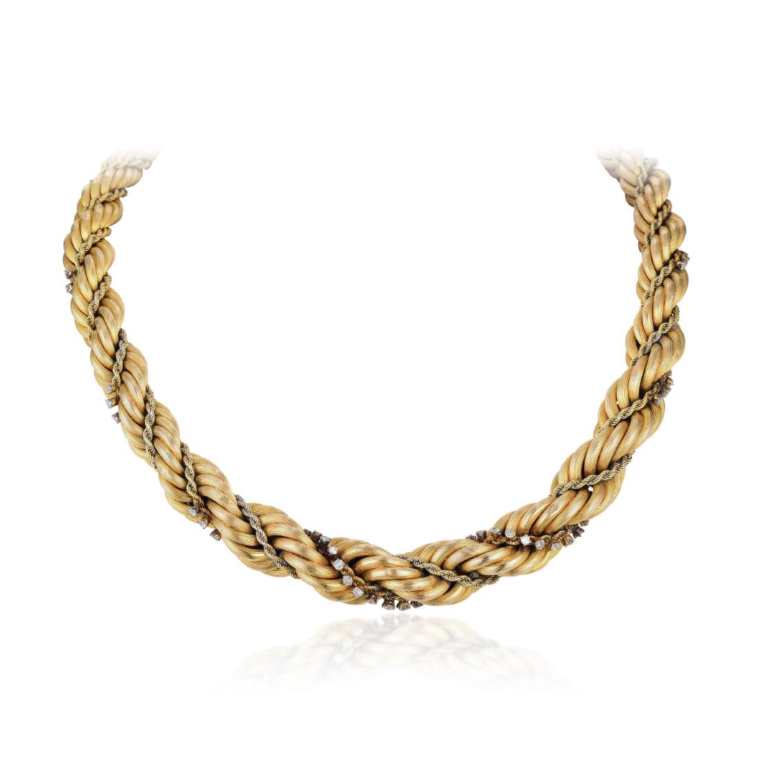 A Gold and Diamond Rope Necklace (1 of 3)