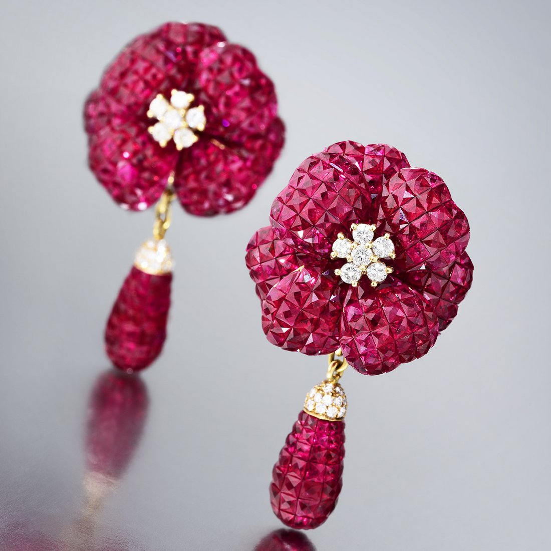 A Pair of Invisibly-Set Ruby Earrings (1 of 3)