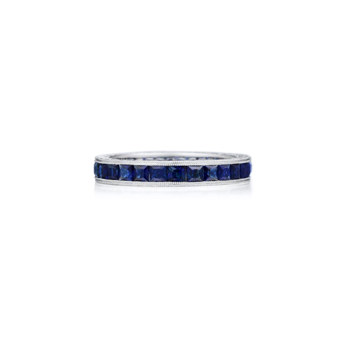 An 18K White Gold Sapphire Band (1 of 2)