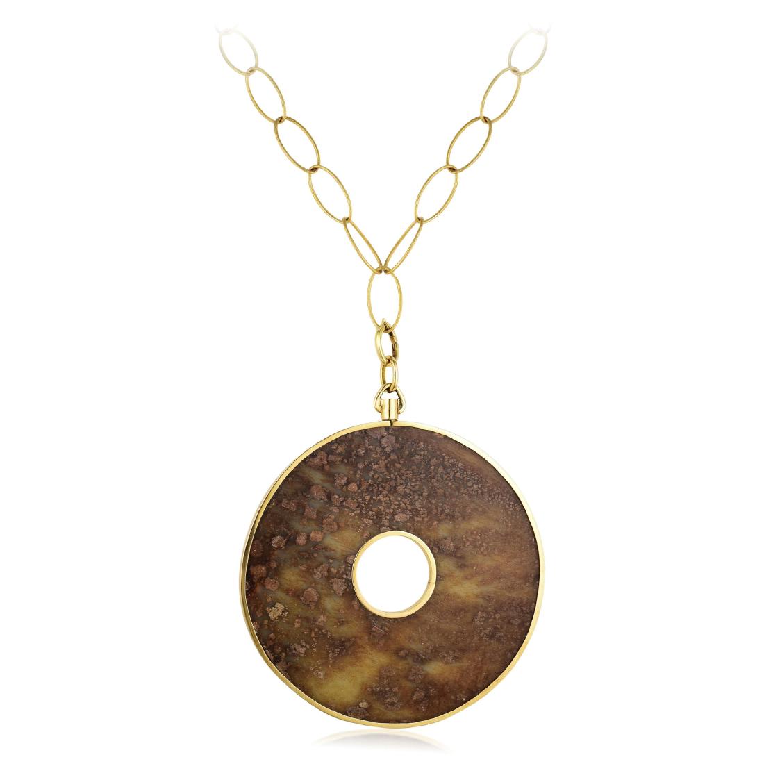 A 14K Gold and Jade Pendant Necklace (1 of 2)