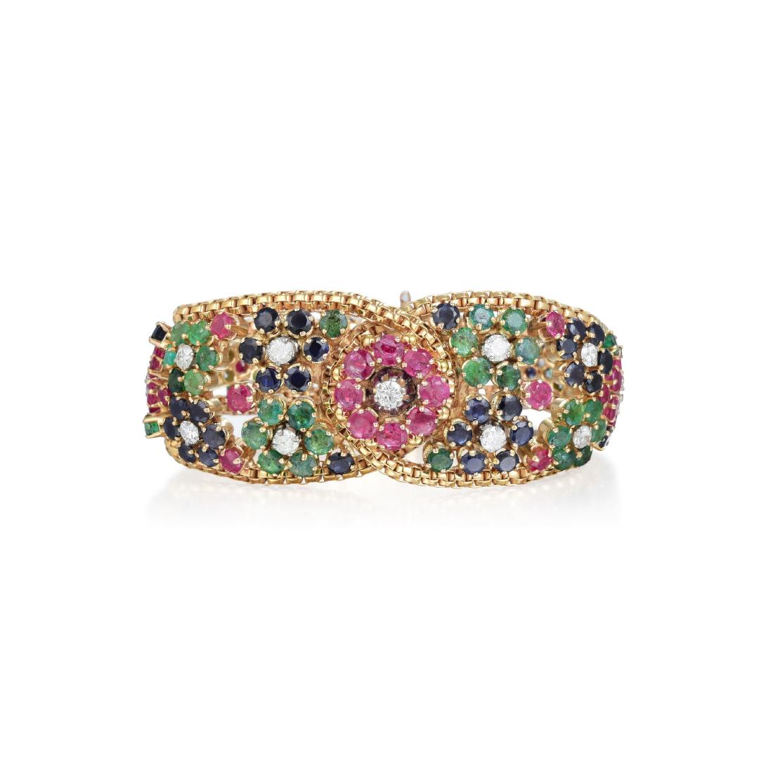 A 14K Gold Diamond, Ruby, Emerald and Sapphire Bracelet (1 of 3)