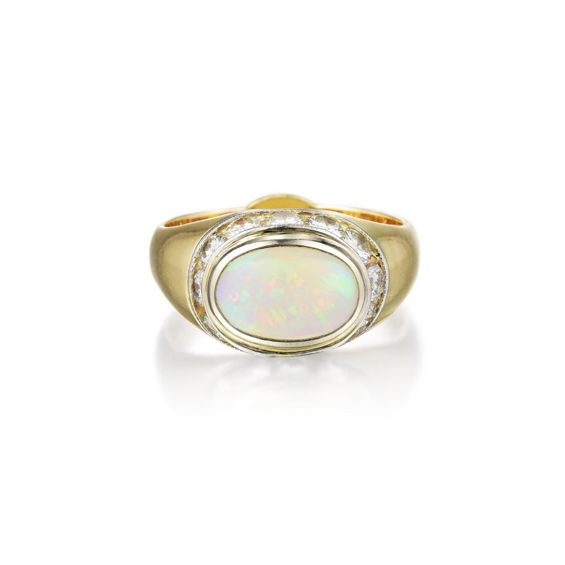 A 14K Gold Opal and Diamond Ring (1 of 2)