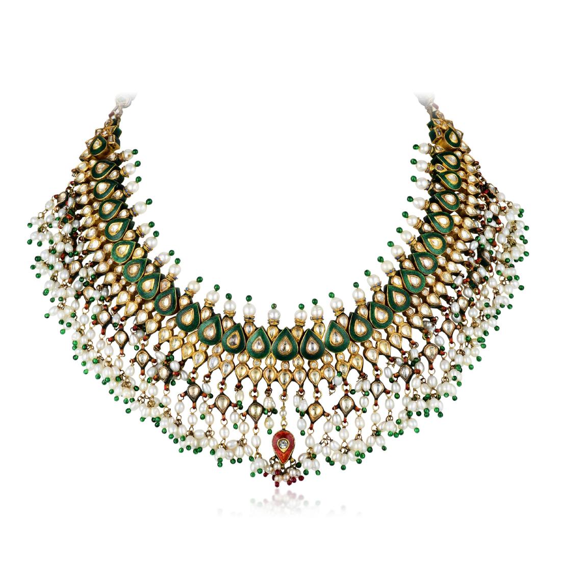 A Pearl and Enamel Indian Necklace (1 of 4)