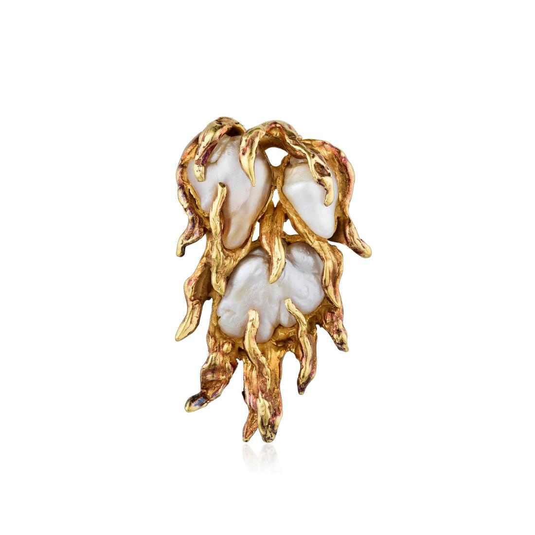 Arthur King 18K Gold Pearl Brooch (1 of 3)