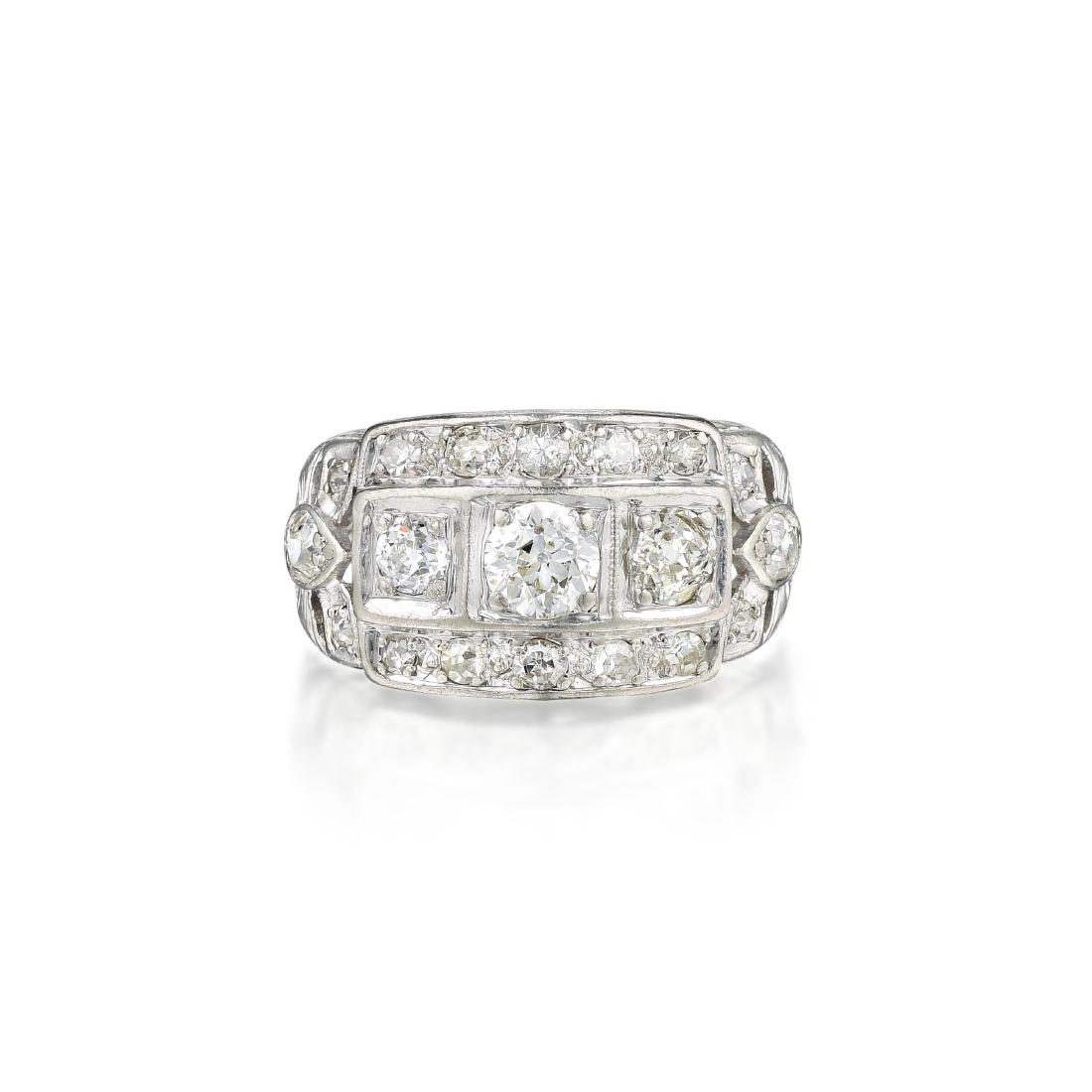 Art Deco Platinum Diamond Ring (1 of 3)