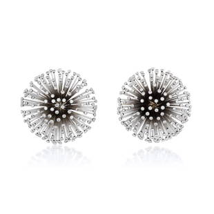 McTeigue & McClelland 18K Gold Dandelion Diamond: 18K white gold; 326 round brilliant-cut diamonds, approx. 2.20 carats, mostly H-I / VS; earrings measure 1-1/4 inches; weight 19.92 g. Signed: M&M; Stamped: 750 PROPERTY OF A FLORIDA GENTLEMAN