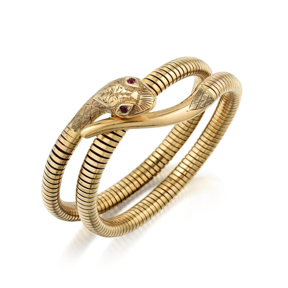 Antique 9K Snake Bangle, English (1 of 2)