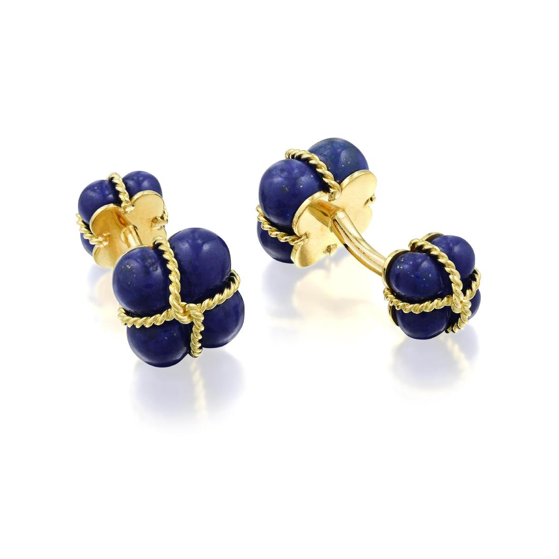 A Pair of 18K Gold Lapis Lazuli Cufflinks (1 of 3)