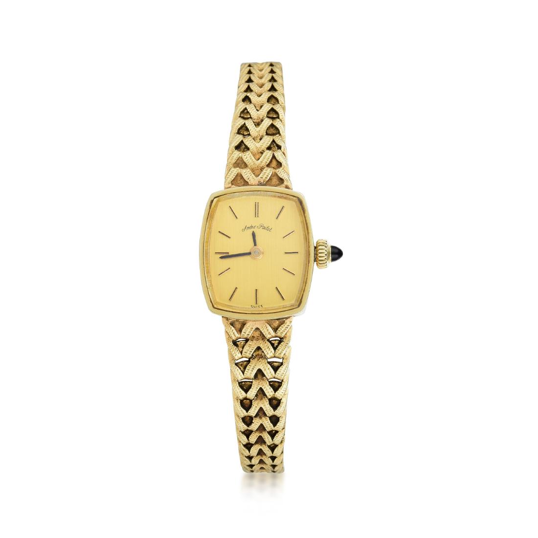 Andre Pailet 14K Gold Ladies Dress Watch: 14K gold; bracelet lengths 6-3/4 or 7 inches; weight 21.42 g. Stamped: 14K O 585 PROPERTY OF A GENTLEMAN