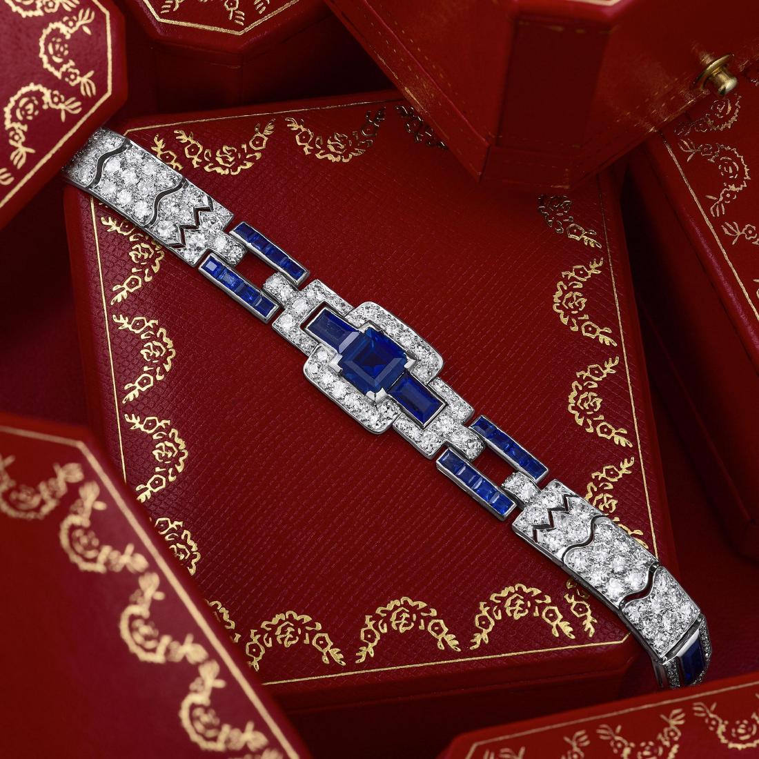 Cartier Art Deco Platinum Sapphire and Diamond Bracelet (1 of 3)