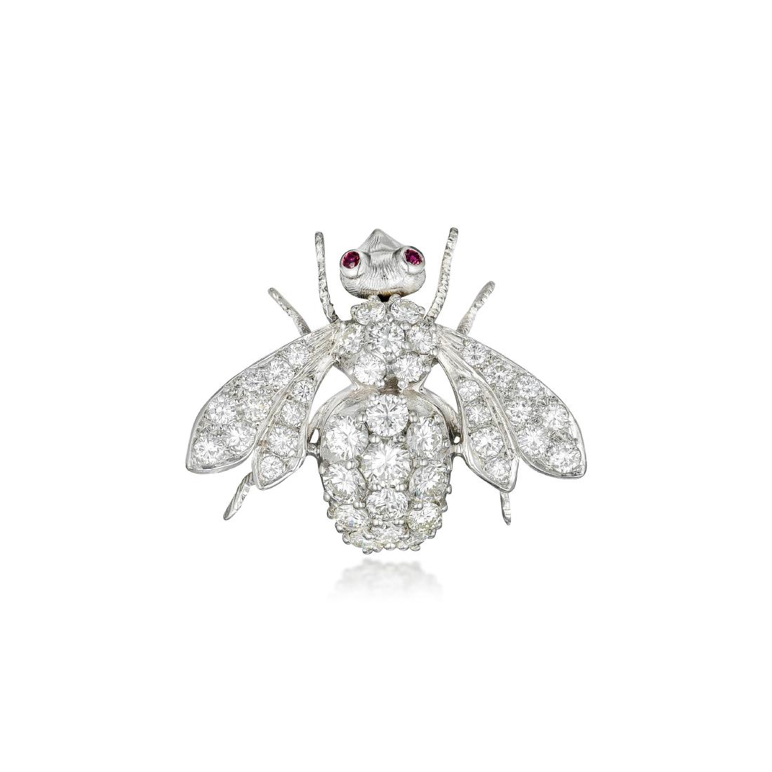 A Diamond and Ruby Insect Brooch (1 of 2)