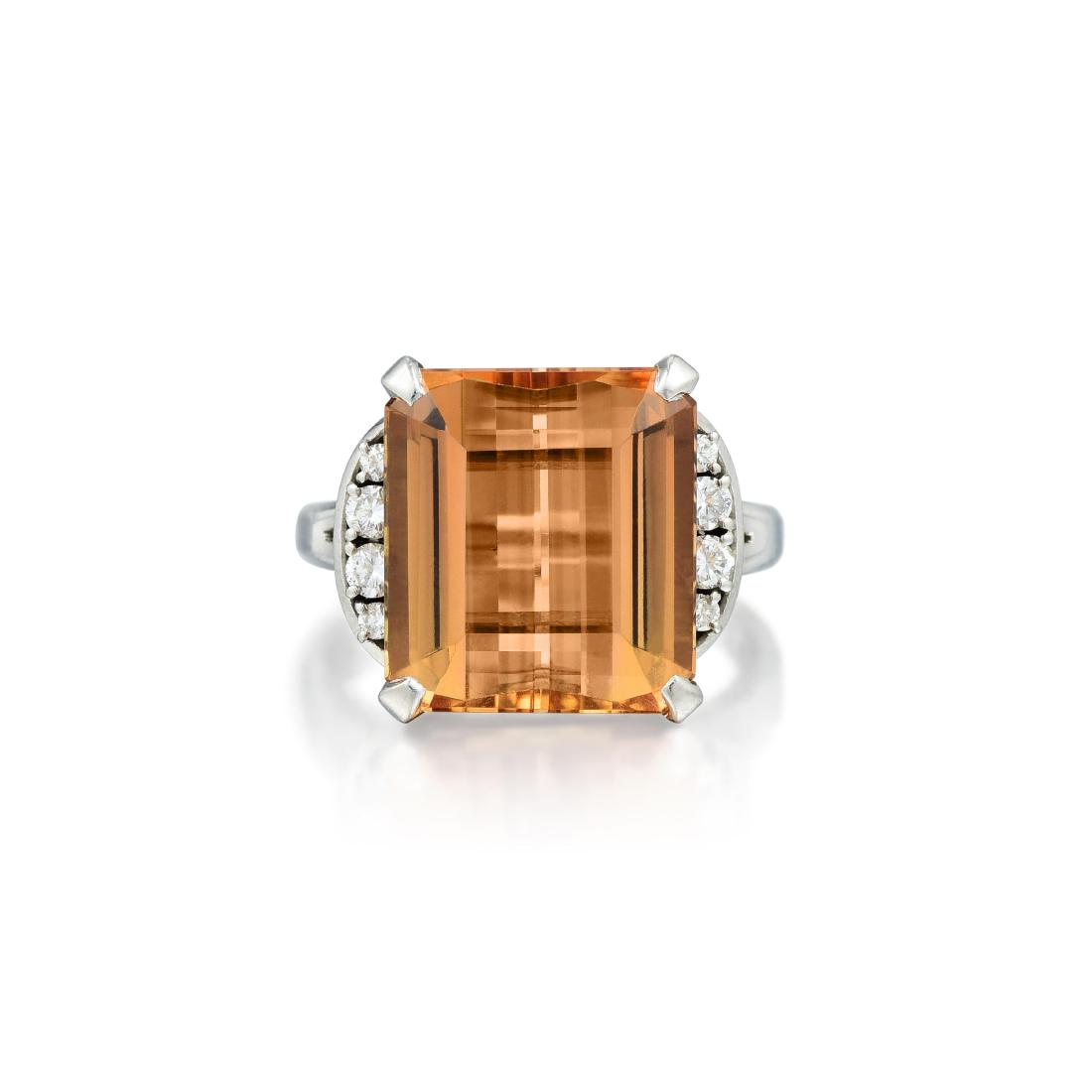 A Platinum Imperial Topaz and Diamond Ring (1 of 4)