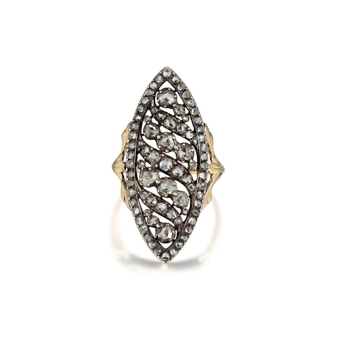 Antique Silver on Gold Diamond Ring (1 of 2)