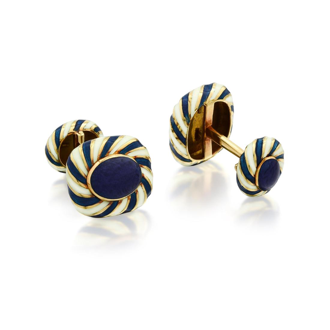 David Webb 18K Gold Enamel Cufflinks (1 of 3)