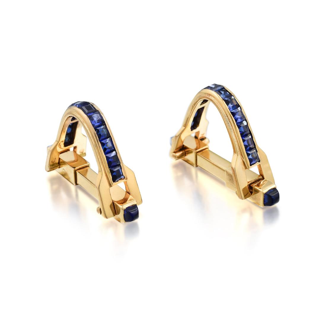 A Pair of Sapphire Cufflinks, French (1 of 3)