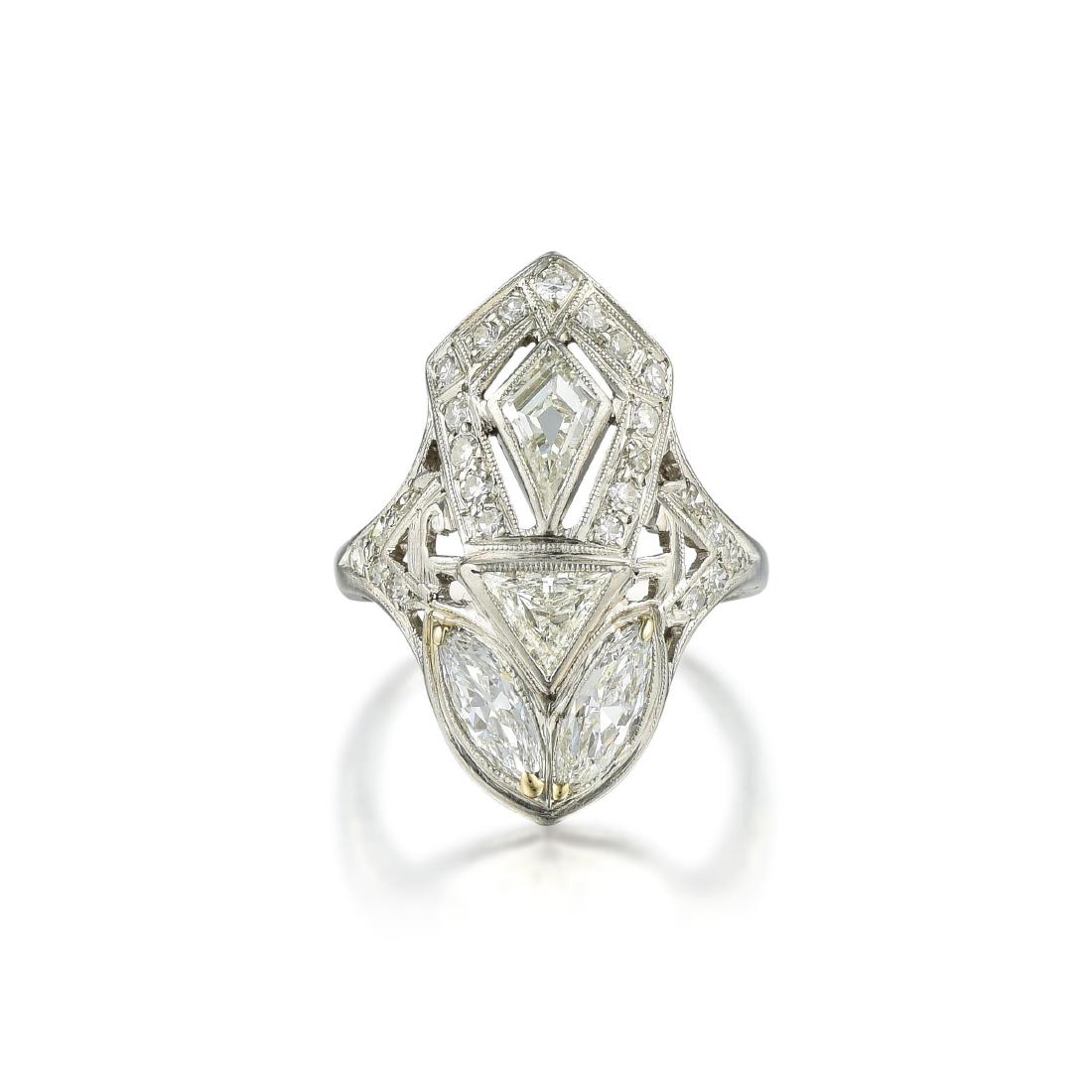 Art Deco Platinum Diamond Ring (1 of 3)