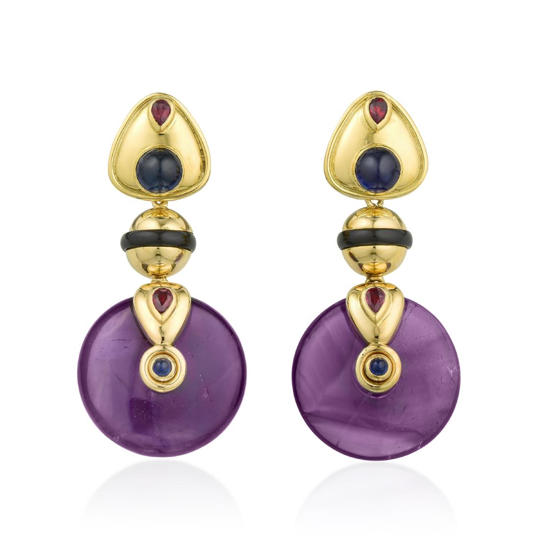 A Pair of Amethyst Drop Earrings (1 of 2)