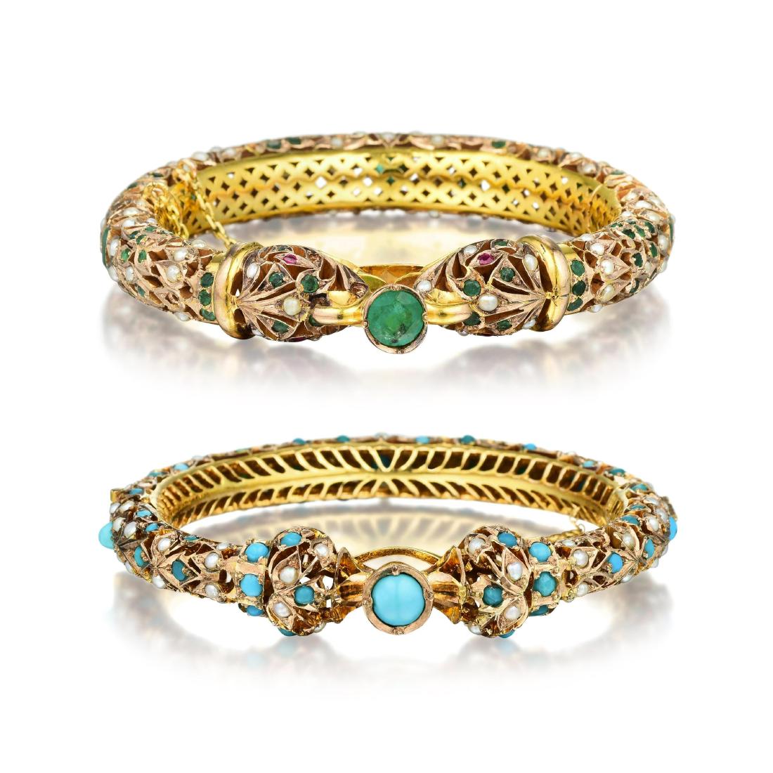 A Group of Multi-Colored Gemstone Bangles (1 of 7)