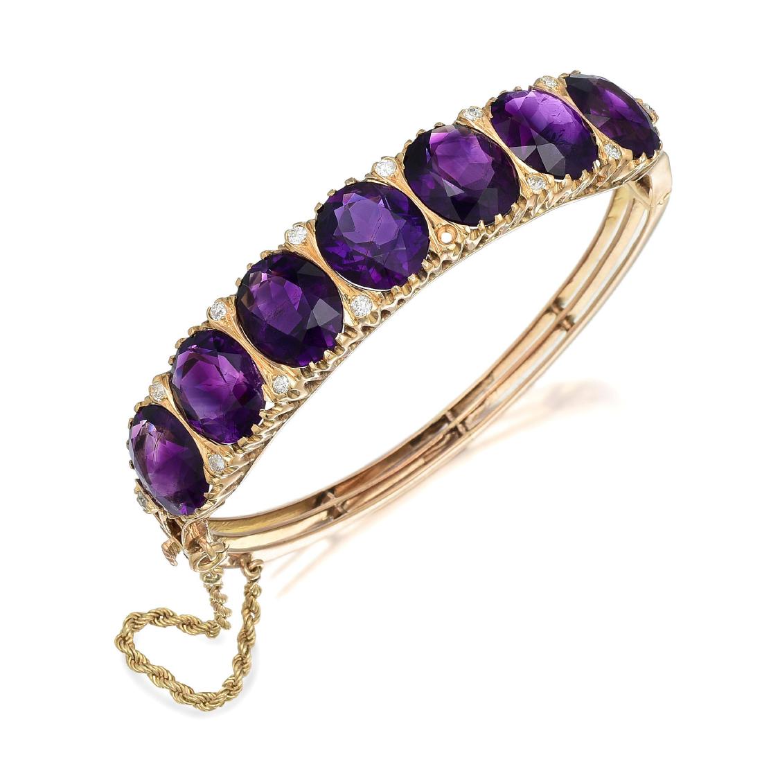 Antique Amethyst and Diamond Bangle Bracelet (1 of 2)
