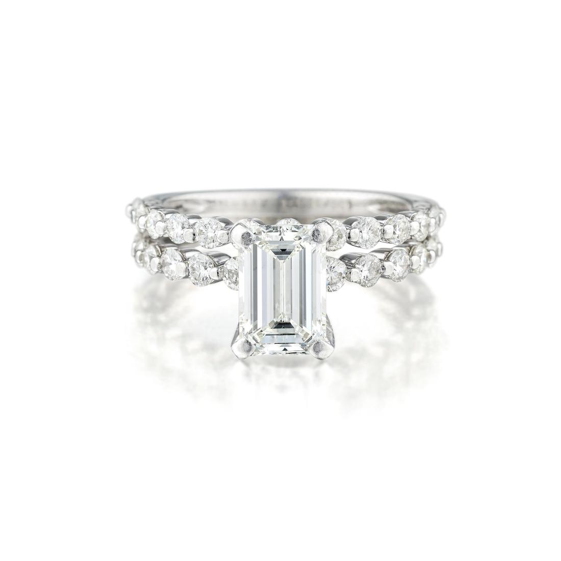 A 1.22-Carat Emerald-Cut Diamond Ring and Wedding Band (1 of 4)