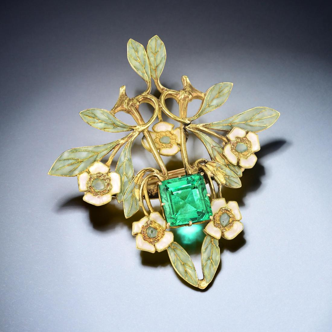 Art Nouveau Rene Lalique Emerald Pin (1 of 4)