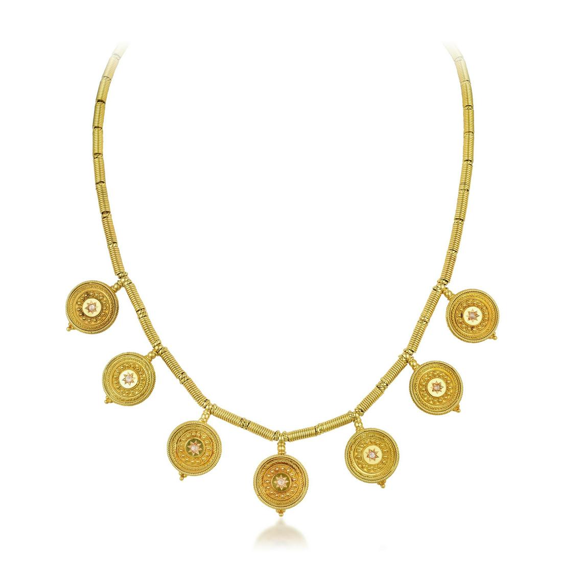 Castellani Gold Diamond Coin Necklace (1 of 4)