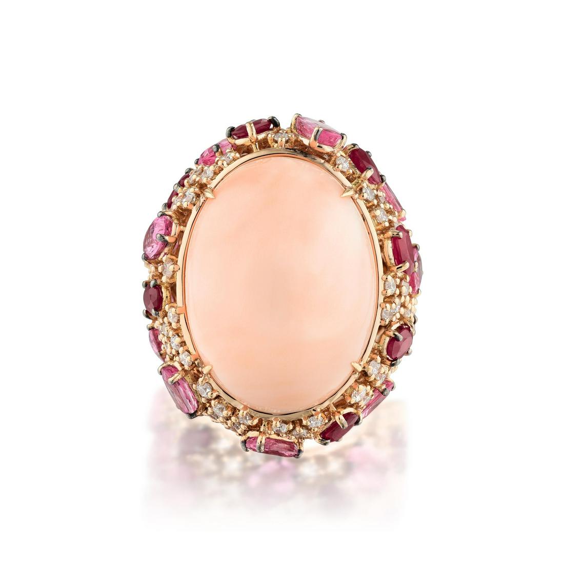 Stefan Hafner Coral Sapphire Ruby and Diamond Ring (1 of 5)