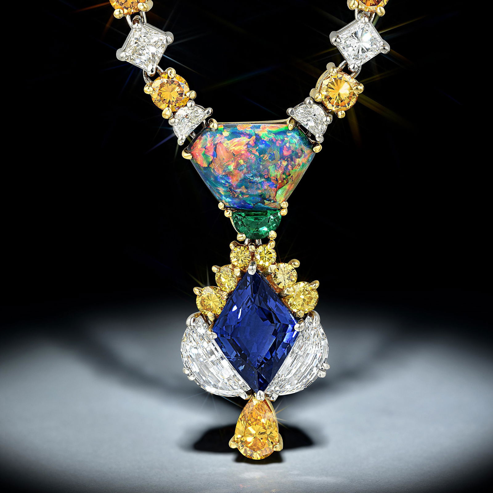 Diamond Opal and Sapphire Necklace (1 of 4)